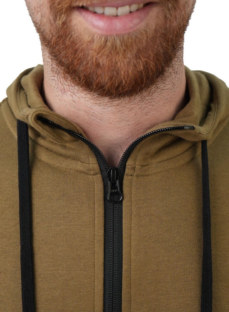 GIORDANO Men's Slim Fit French Terry Knit Hoodie Jacket - Image 3